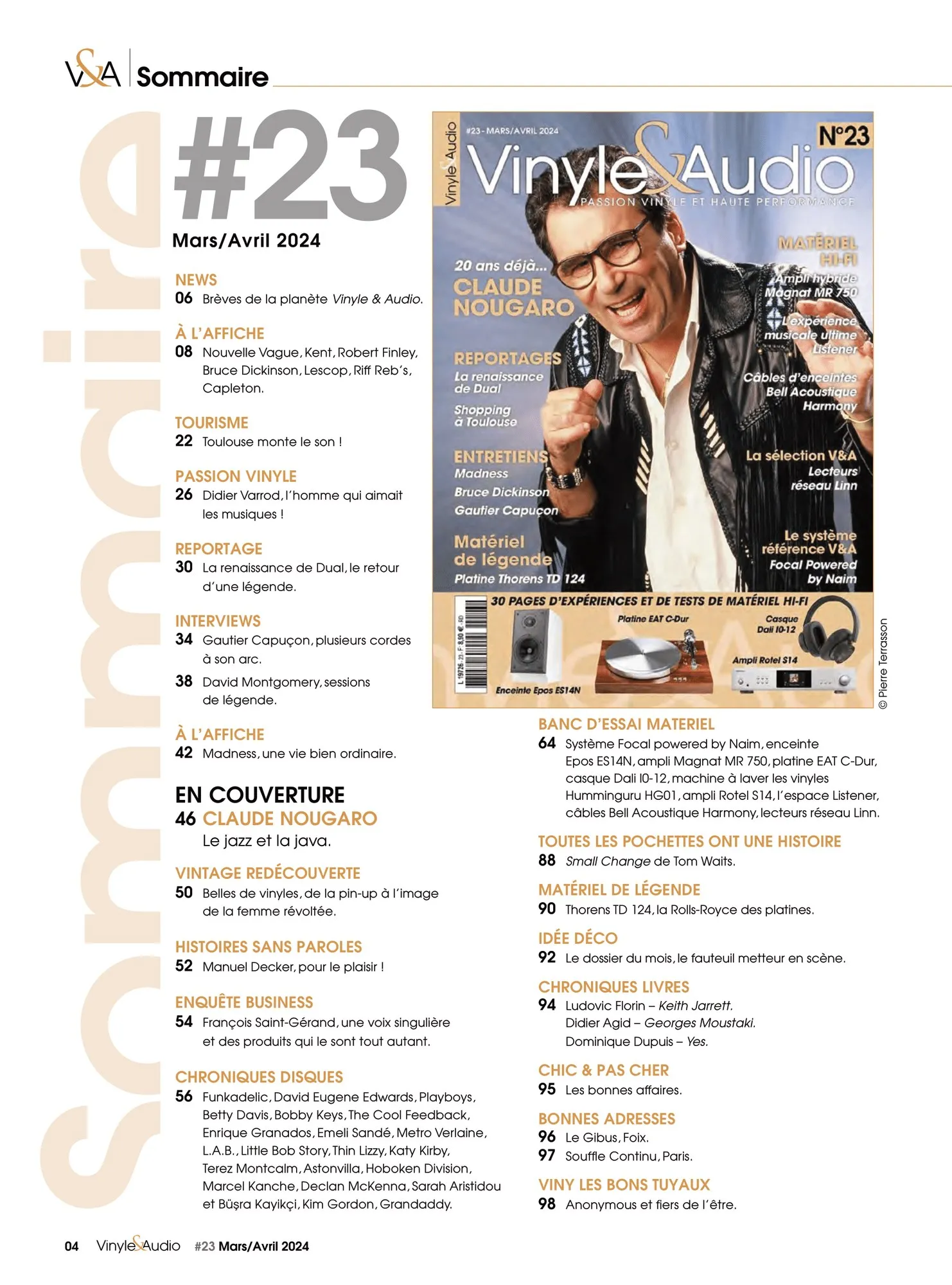 Sommaire du n°23 de Vinyle & Audio