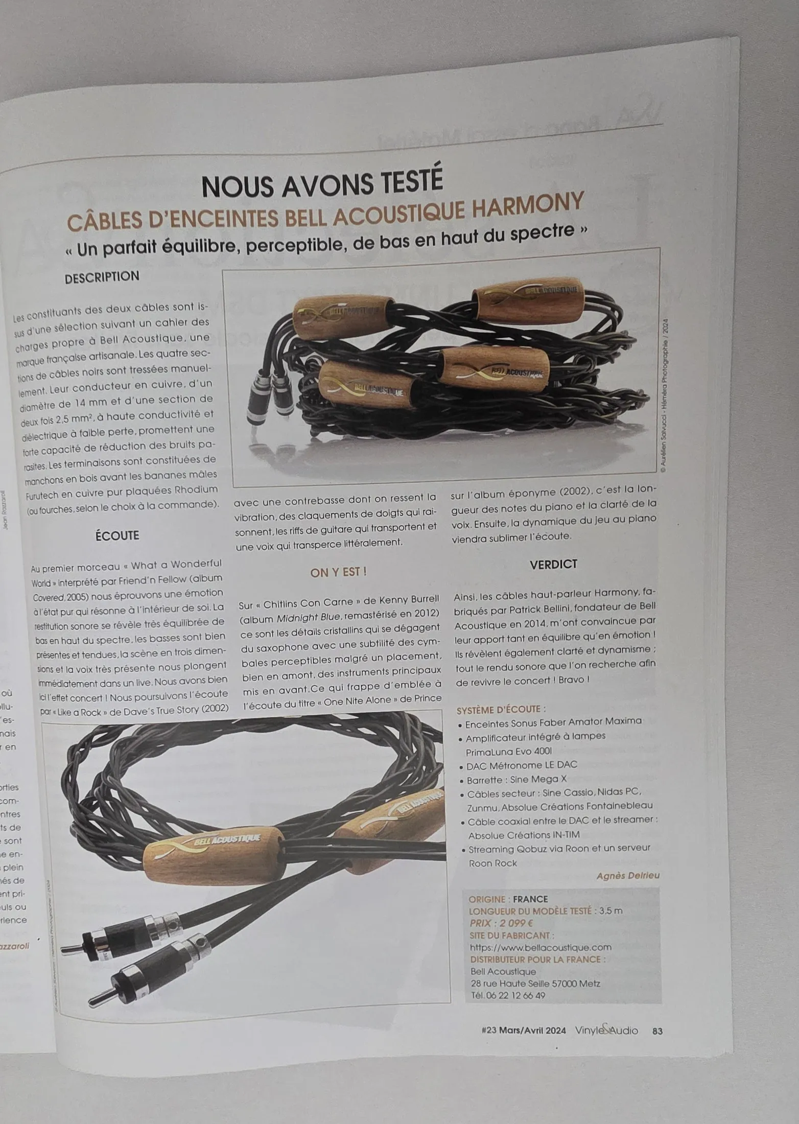 Le test des câbles HARMONY — Vinyle & Audio n°23, p. 83